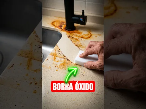 Cómo quitar el óxido de la encimera, una goma que borra en el silestones el óxido.Limpiar encimera