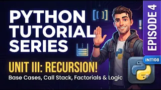 Python Tutorial Series - Episode 4 Recursion Base Cases Factorials
