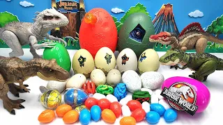 30 Dinosaur Egg With 4 Jurassic World Dino! T-Rex, Spinosaurus, Indominus 공룡 알 깨기