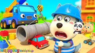 🐱 Wolfoo & Friends Rescue Red Toy Car 🚜 Crane Truck Cartoon Song | Kids Videos | HappyJoy