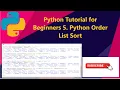 How to sort the list to ascending and descending order in Python 5 Python Beginners Tutorial