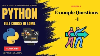 Example Questions 1 in Python Episode 7 Vep Tech Academy Tamil