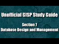 GISP Study Guide Section 7 Database Design and Management