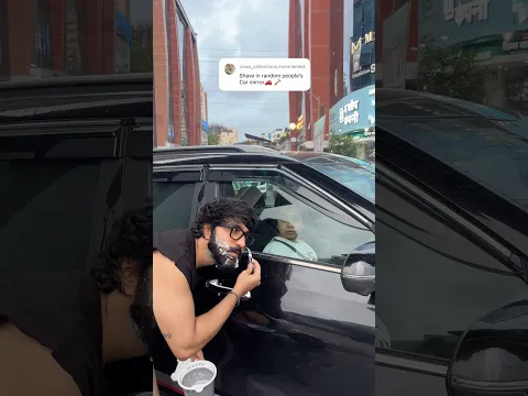 Shaving in random people’s car Mirror💀🧼