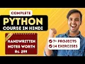 Python Tutorial for Beginners in Hindi with Handwritten Notes Full Python Course