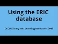 Using the ERIC database
