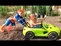 Download Lagu Niki ride on children's car and stuck in the ground Vlad tows on the tractor