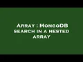 Array MongoDB search in a nested array