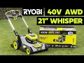 RYOBI 40V HP Brushless Whisper Series Self-Propelled 21 Lawn Mower Big League Lawns Striper