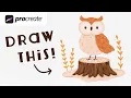 Procreate Step by Step Tutorial - Barn Owl