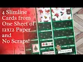 Christmas Cards from 12x12 Patterned Paper without Scraps Slimline Cards
