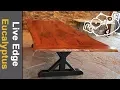 Live Edge Trestle Table with Chainsaw Milled Eucalyptus and Custom Metal Base