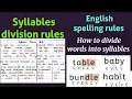 how to divide words into syllables syllable division rules