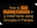 How to Sum Multiple Columns in a DataFrame using Groupby in Pandas