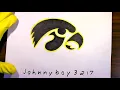 how to draw the Iowa Hawkeyes Logo Football Vs Gamecocks NCAA Finals college basketball