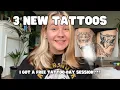 3 NEW TATTOOS - I won a giveaway tattoo vlog tattoo