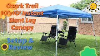 Setup and review Ozark Trail 10 x10 Instant Slant Leg Canopy Blue Canopy