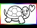 Turtle Coloring Page Drawing For Kids-Color Tutorial Toddlers with Crayon Marker KIDS TIME TV