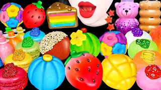 ASMR FRUITS RICE CAKE RAINBOW WAX CRACKING SQUISHY BUBBLE TEA 직접 만든 화과자, 무지개 왁뿌볼, 버블티 레시피 MUKBANG 먹방