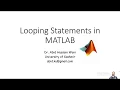 5 Looping Statements in MatLab