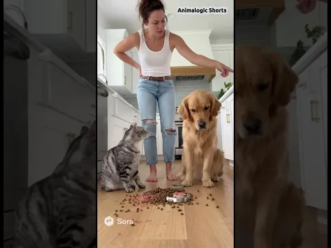 😂 Cat BLAMES Dog for Everything! 🐱👉🐶 #catsanddogs #funnycats #funnydogs #shorts #youtubeshorts
