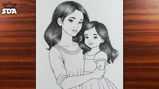 how to draw a mother and daughter mothers day love drawing