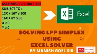 LPP SIMPLEX USING EXCEL