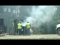 June 17 2022a dumpster fire at East 6th Street Stillwater ok by dollar store