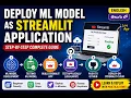 Deploy ML Model as Streamlit App GitHub Streamlit Cloud Complete Step-by-Step English Telugu