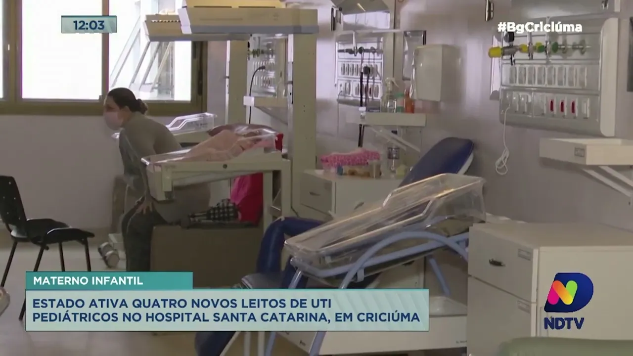 Estado ativa quatro novos leitos de UTI pediátricos no Hospital Materno Infantil, em Criciúma