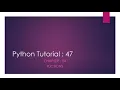 Python Tutorial 47 Functions