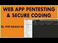 Web Application Penetration Testing and Secure Coding - PHP Basics