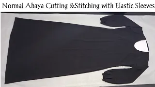 normal abaya cutting and stitching with elastic sleeves