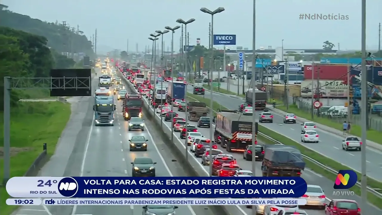 Volta para Casa: SC registra movimento intenso nas rodovias após festas da virada