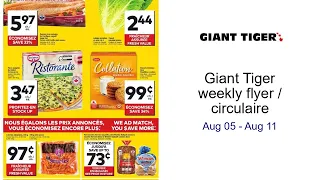 Giant Tiger weekly flyer circulaire Aug 05 - Aug 11