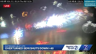 OVERTURNED SEMI SHUTS DOWN I-80