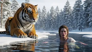 wild survival strong ice water bathing at dawn