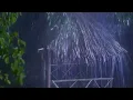 Enchanting You to Sleep with Nature Heavy Rain Sounds and Gentle Thunder in a Palm Tent at Midnight