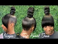 How to do a top knot bun with Quickweave bangs