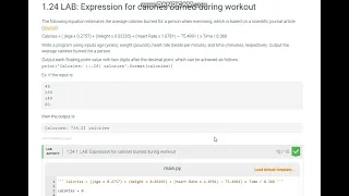 Python Lab for calories burned during workout