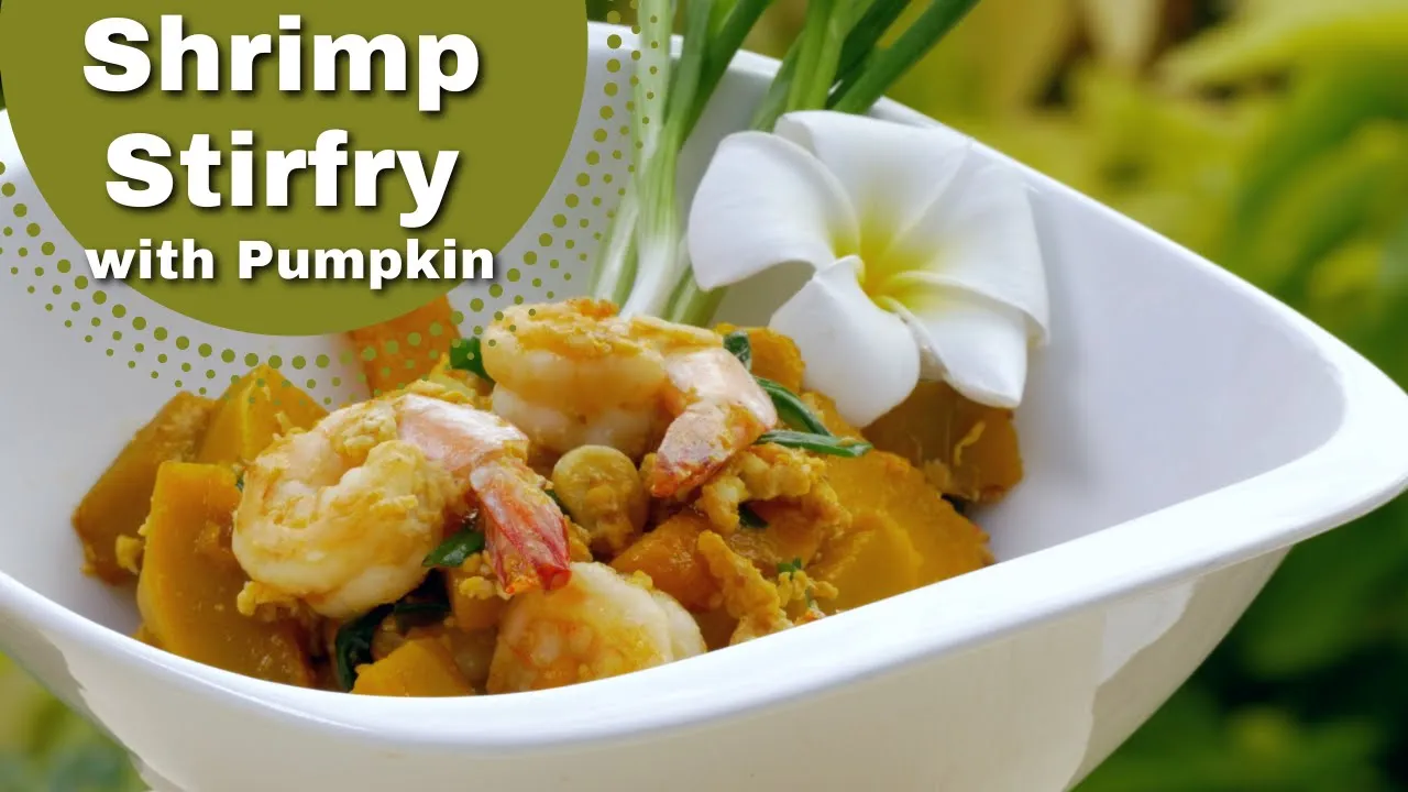 Shrimp (prawn) Stir fry with Pumpkin