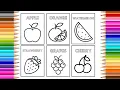 Relax Color Fruits Coloring Page Apple Orange Watermelon Strawberry Drawing