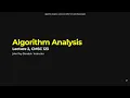 Algorithms Lecture 2 - Algorithm Analysis