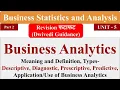 Business Analytics Descriptive analytics prescriptive Business Statistics and Analytics aktu