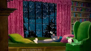 Oldies music playing in another room and it's raining (no thunders, rain on window) ASMR