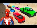 Download Lagu GTA V Superheroes Crazy Race Challenge with Super Cars | GTA 5 Spider-Man Car Stunt Race #45