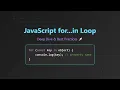 JavaScript for in Loop Master Object Property Iteration