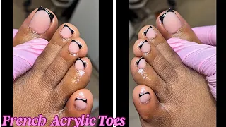 How to acrylic french toes | Acrylic Toes With No Forms/tips