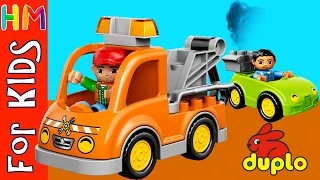 LEGO DUPLO Tow Truck Helps Car Cartoon Sets 10814 Toy Review VIDEO For Kids