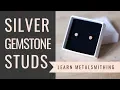 How to make silver earrings with gemstones Jewelry making tutorial
